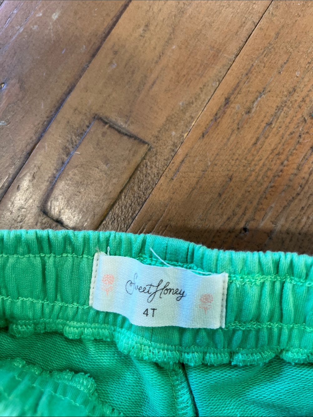 SweetHoney green jogger shorts 4T pull on elastic waist - Picture 3 of 5